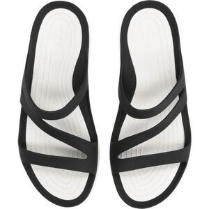 Crocs Swiftwater Slide Black & White Strappy Sandals Women’s Size 8